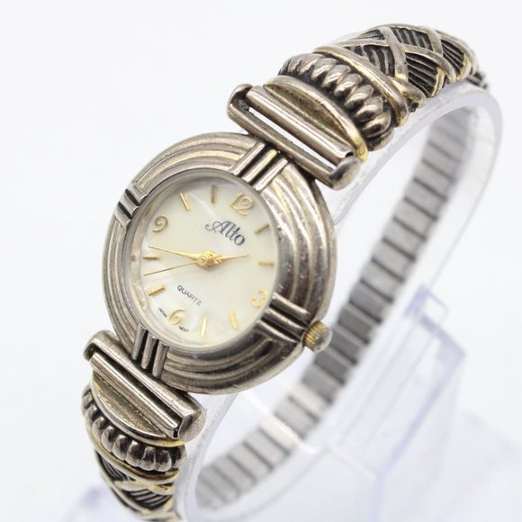 Alto Watch Womens Silver Tone Steel Classic Mother Of Pearl Round Dial Quartz - Picture 1 of 8